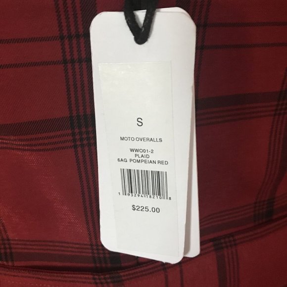 WeWoreWhat Moto Jumpsuit Red Plaid NWT - Picture 12 of 13